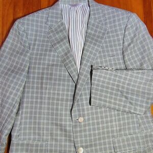SAMUELSON SB GARNER 100% Wool Super 130s Mens Blazer Jacket Size 44‎ Plaid